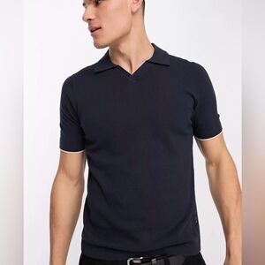 Only & Sons ASOS‎ Knitted Polo with Revere collar Dark Navy M NWT IN PACKAGING